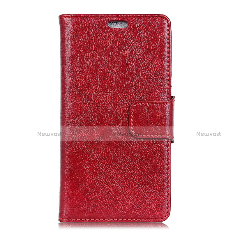 Leather Case Stands Flip Cover Holder for Asus ZenFone V500KL Red
