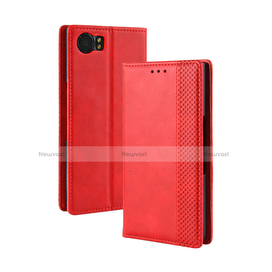 Leather Case Stands Flip Cover Holder for Blackberry KEYone Red