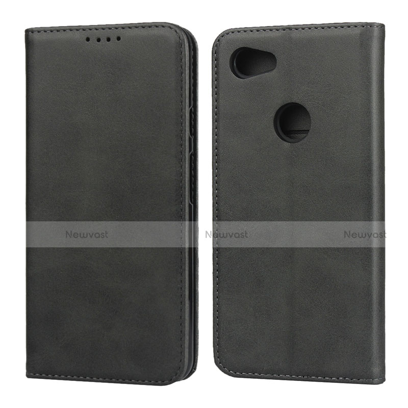 Leather Case Stands Flip Cover Holder for Google Pixel 3a Black