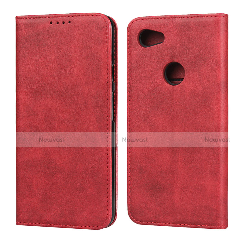 Leather Case Stands Flip Cover Holder for Google Pixel 3a Red