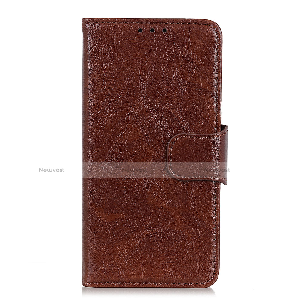 Leather Case Stands Flip Cover Holder for HTC Desire 19 Plus Brown