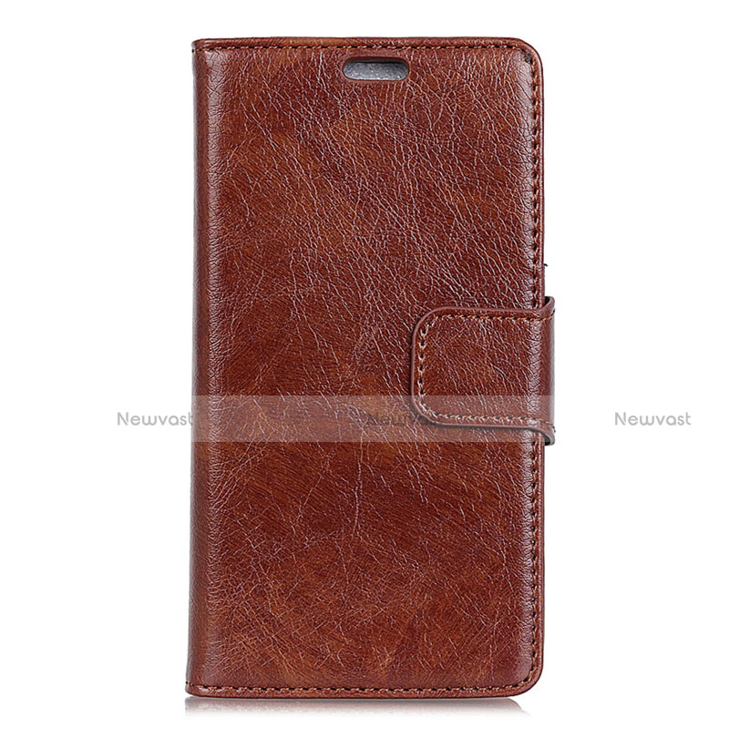 Leather Case Stands Flip Cover Holder for HTC U12 Life Brown