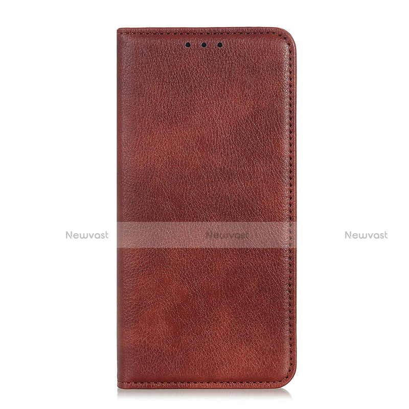 Leather Case Stands Flip Cover Holder for Huawei Enjoy 10S Brown