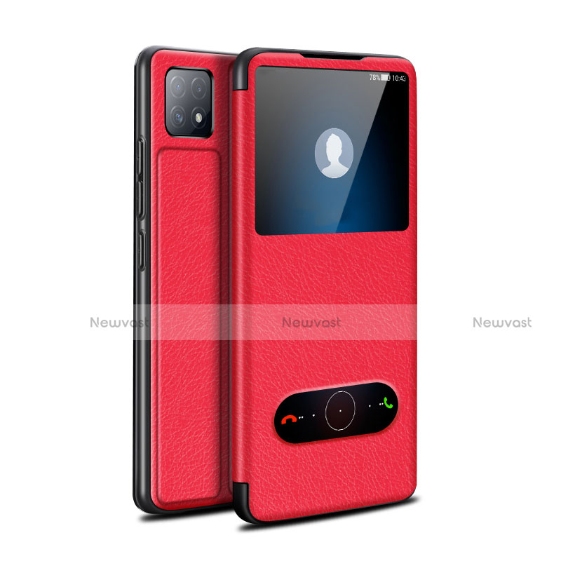 Leather Case Stands Flip Cover Holder for Huawei Enjoy 20 5G Red