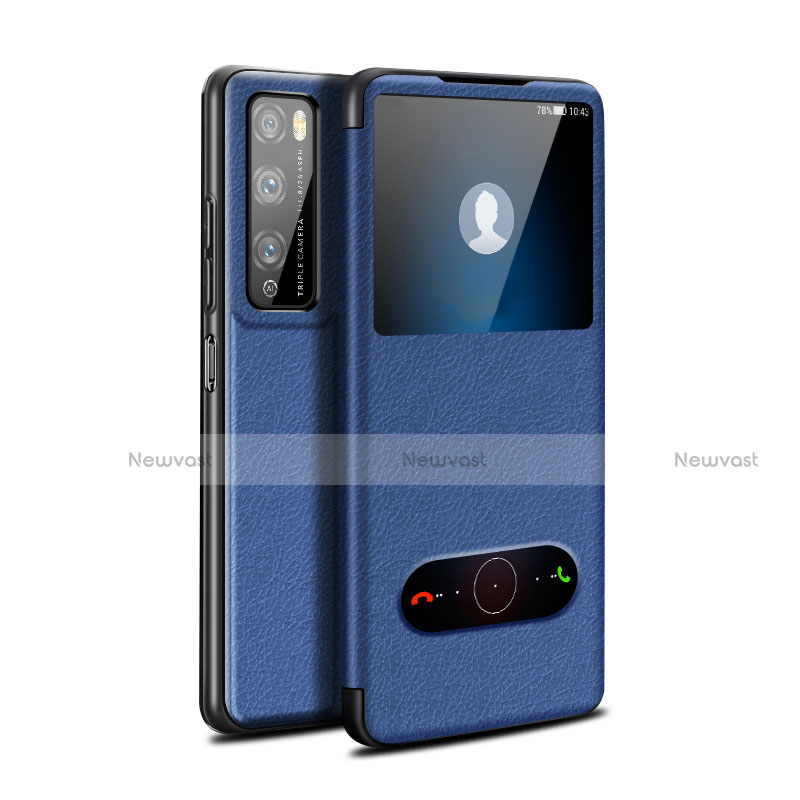 Leather Case Stands Flip Cover Holder for Huawei Enjoy 20 Pro 5G Blue