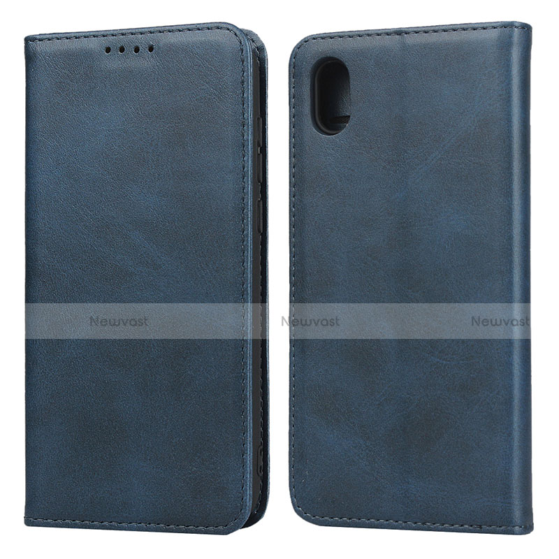 Leather Case Stands Flip Cover Holder for Huawei Enjoy 8S Blue