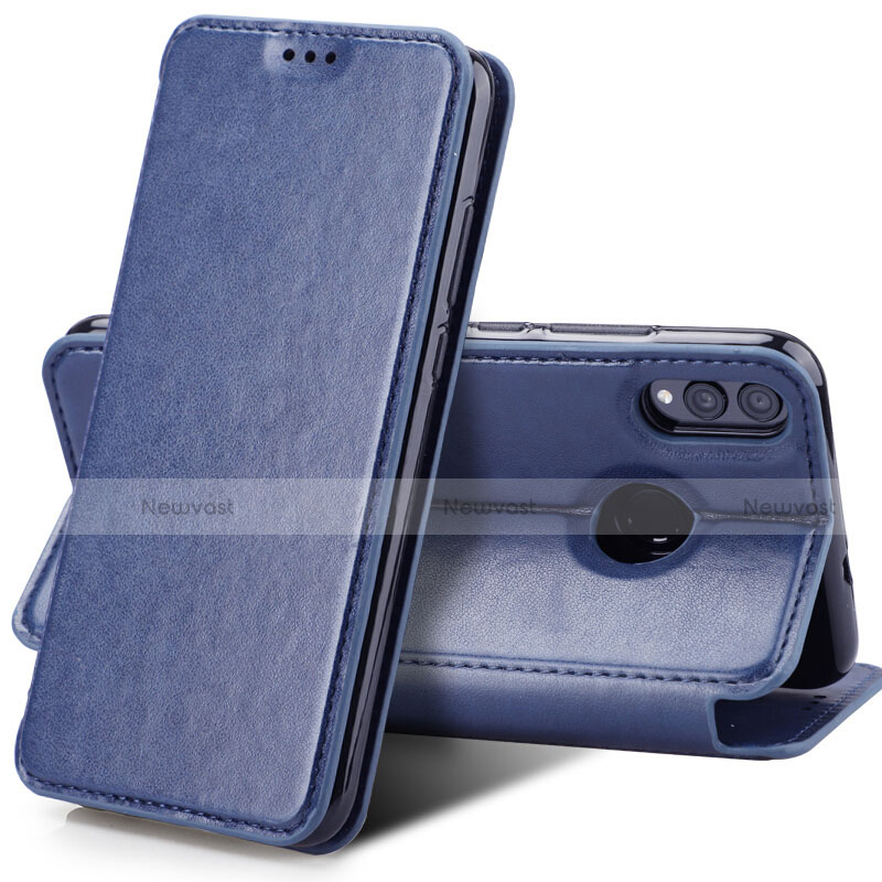 Leather Case Stands Flip Cover Holder for Huawei Honor 8X Blue