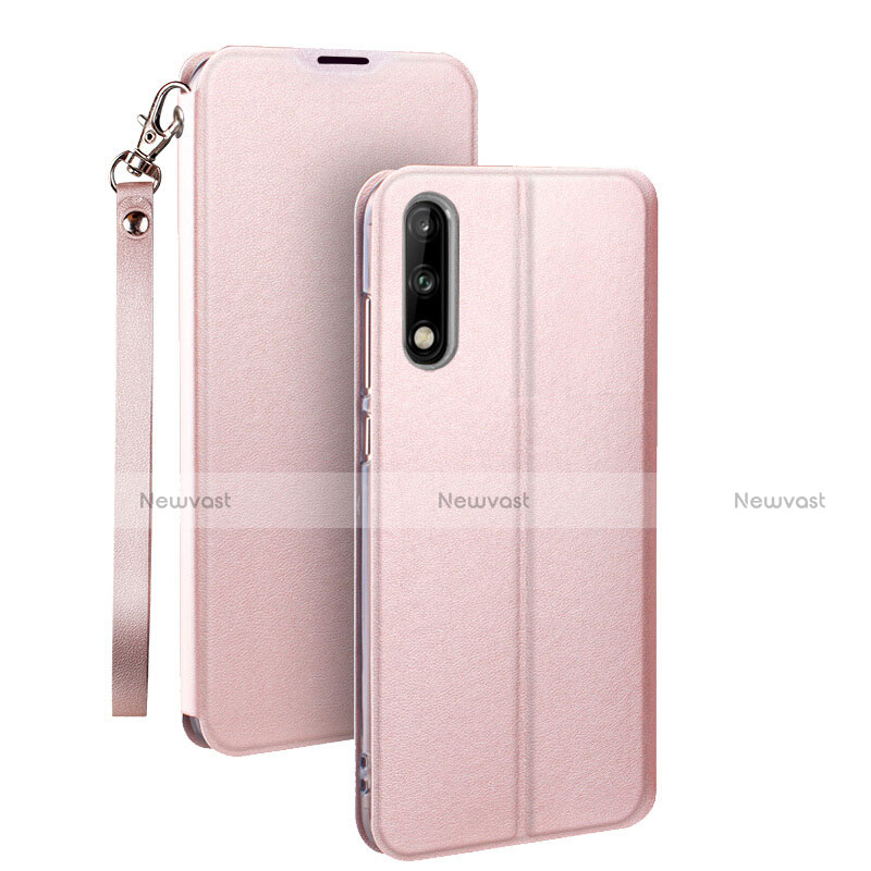 Leather Case Stands Flip Cover Holder for Huawei Honor 9X Rose Gold