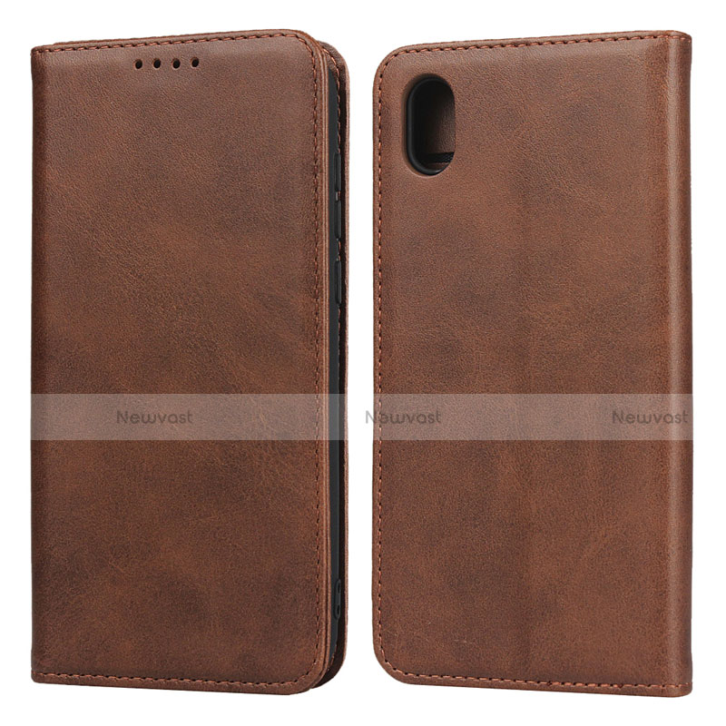 Leather Case Stands Flip Cover Holder for Huawei Honor Play 8 Brown