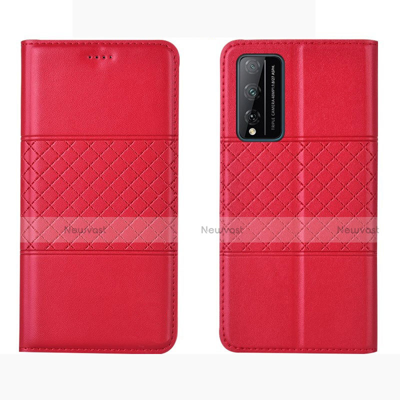 Leather Case Stands Flip Cover Holder for Huawei Honor Play4T Pro Red