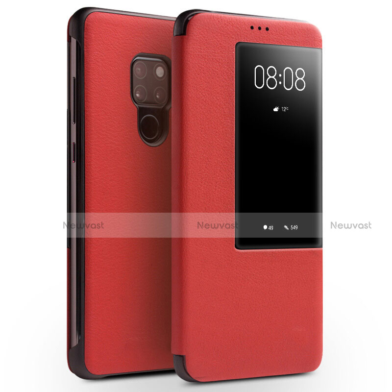 Leather Case Stands Flip Cover Holder for Huawei Mate 20 Red
