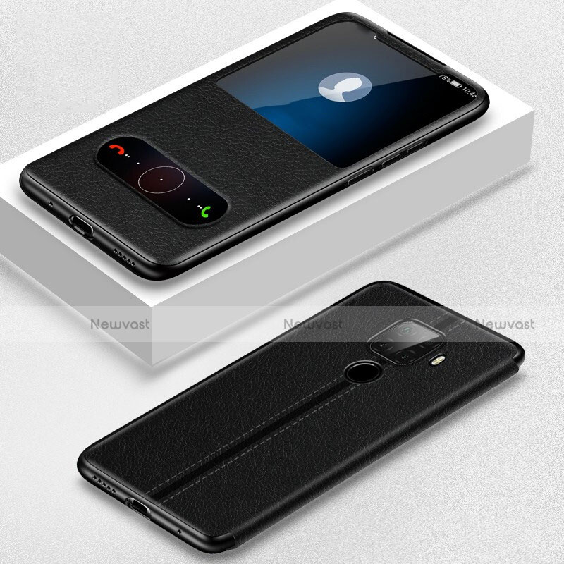 Leather Case Stands Flip Cover Holder for Huawei Nova 5i Pro Black