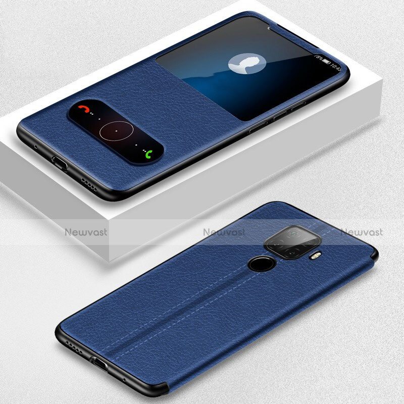 Leather Case Stands Flip Cover Holder for Huawei Nova 5i Pro Blue
