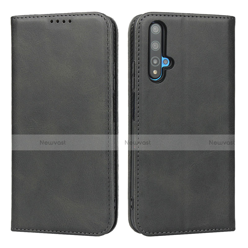 Leather Case Stands Flip Cover Holder for Huawei Nova 5T Black