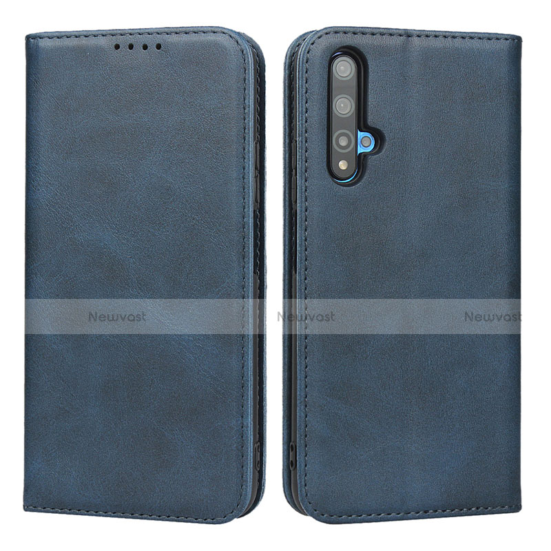 Leather Case Stands Flip Cover Holder for Huawei Nova 5T Blue