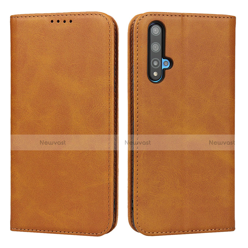 Leather Case Stands Flip Cover Holder for Huawei Nova 5T Orange