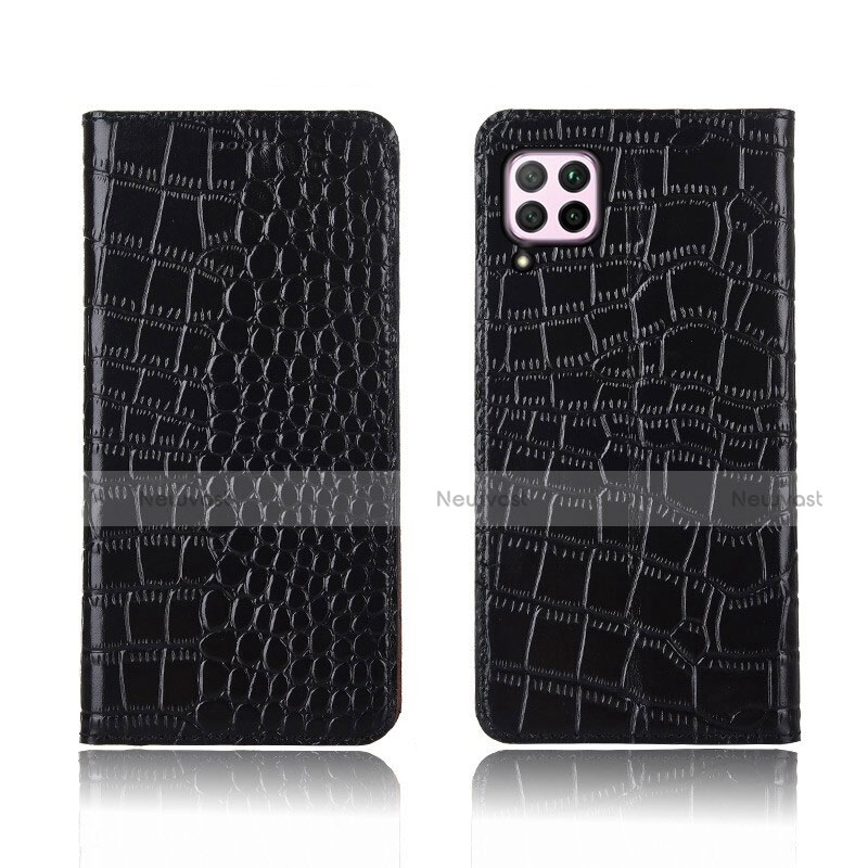 Leather Case Stands Flip Cover Holder for Huawei Nova 6 SE Black