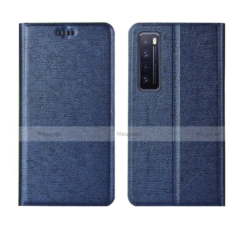 Leather Case Stands Flip Cover Holder for Huawei Nova 7 5G Blue
