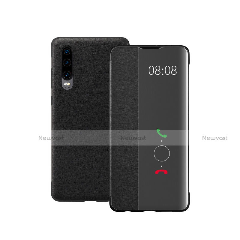 Leather Case Stands Flip Cover Holder for Huawei P30 Black