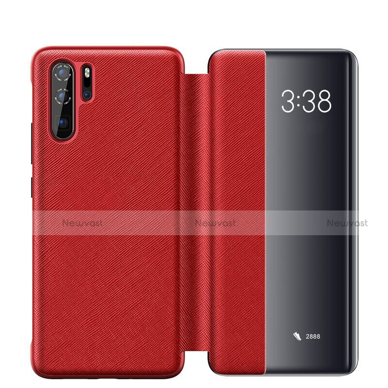 Leather Case Stands Flip Cover Holder for Huawei P30 Pro Red