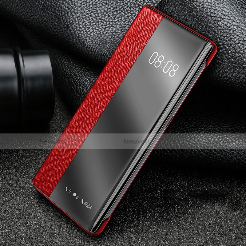 Leather Case Stands Flip Cover Holder for Huawei P40 Pro Red