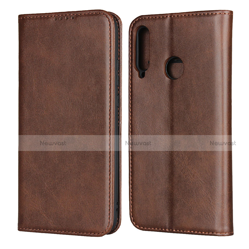 Leather Case Stands Flip Cover Holder for Huawei Y7p Brown