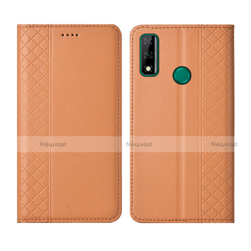 Leather Case Stands Flip Cover Holder for Huawei Y8s Orange