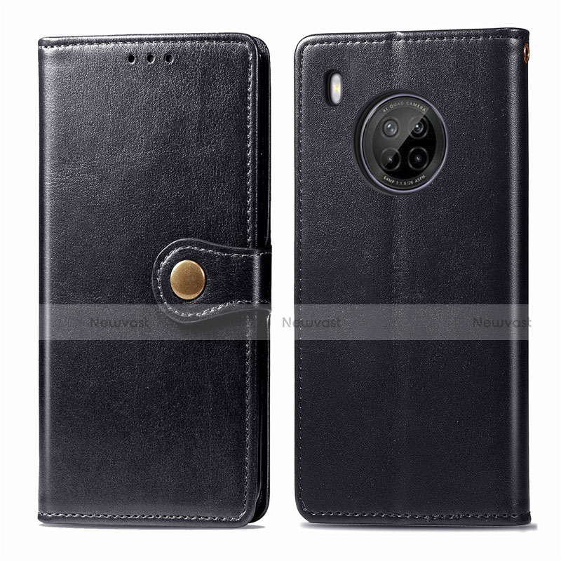 Leather Case Stands Flip Cover Holder for Huawei Y9a Black