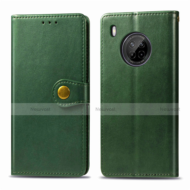 Leather Case Stands Flip Cover Holder for Huawei Y9a Green