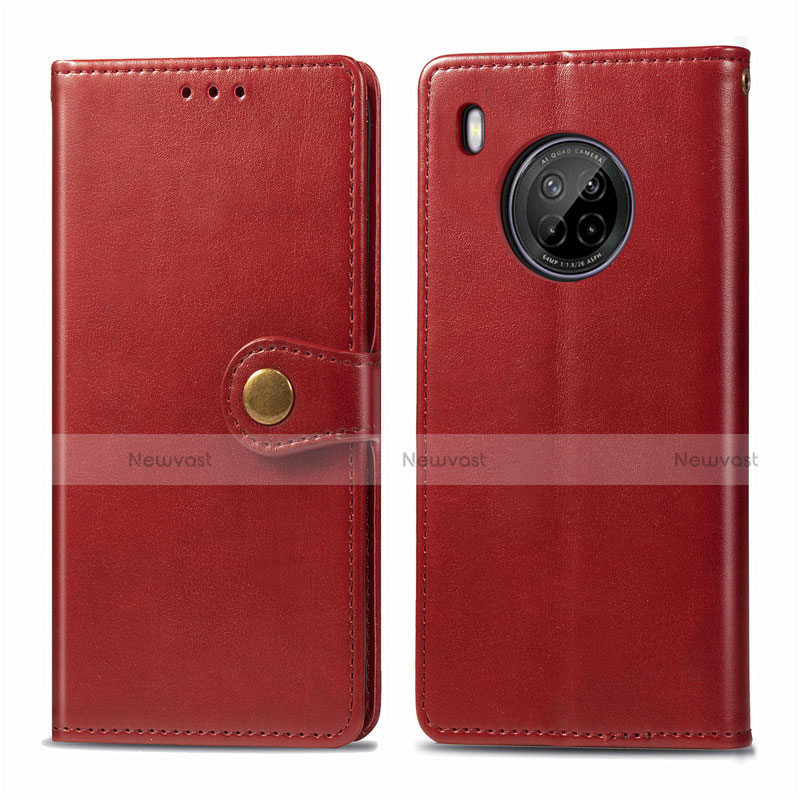 Leather Case Stands Flip Cover Holder for Huawei Y9a Red