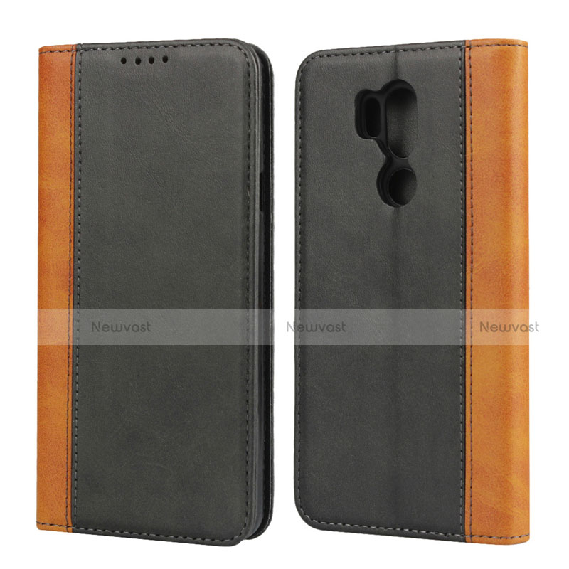 Leather Case Stands Flip Cover Holder for LG G7 Black