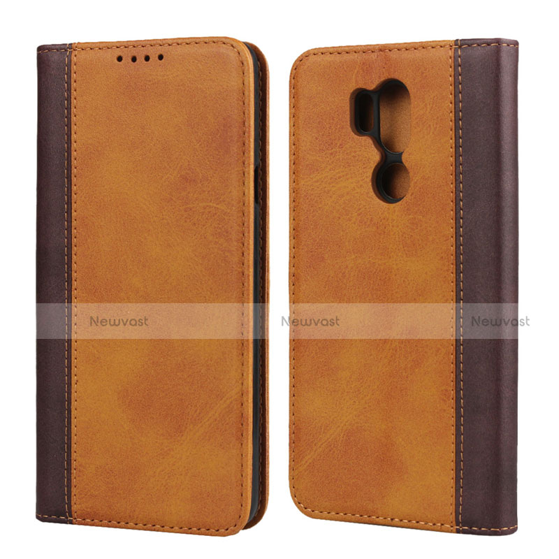 Leather Case Stands Flip Cover Holder for LG G7 Orange