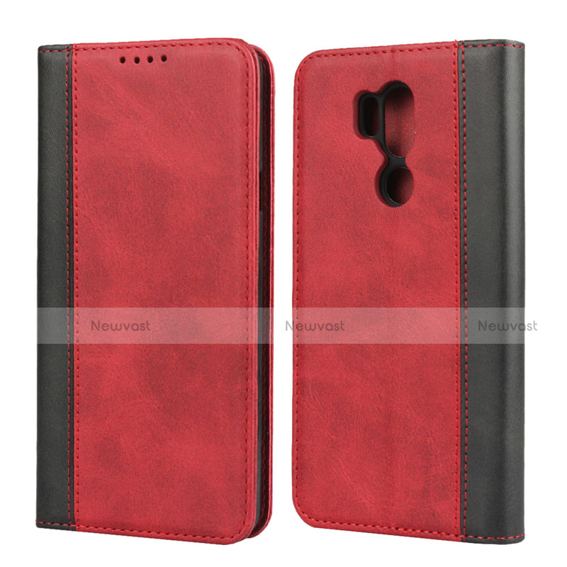 Leather Case Stands Flip Cover Holder for LG G7 Red