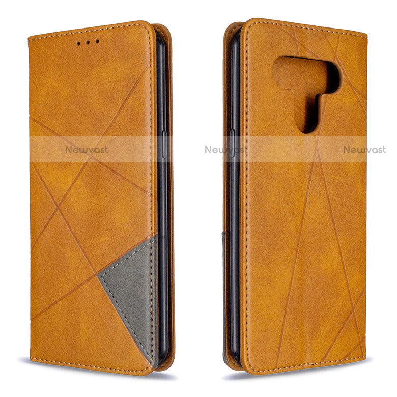 Leather Case Stands Flip Cover Holder for LG K51 Yellow