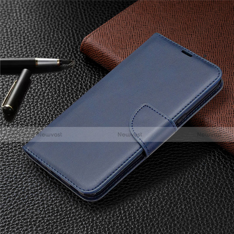 Leather Case Stands Flip Cover Holder for LG K61 Blue