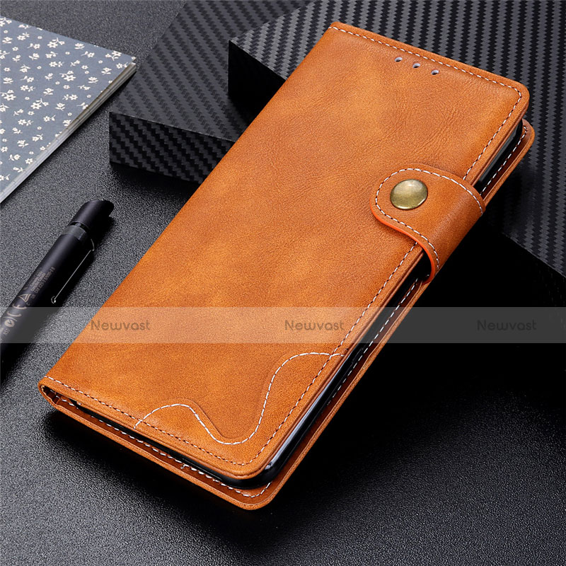 Leather Case Stands Flip Cover Holder for LG K92 5G Brown