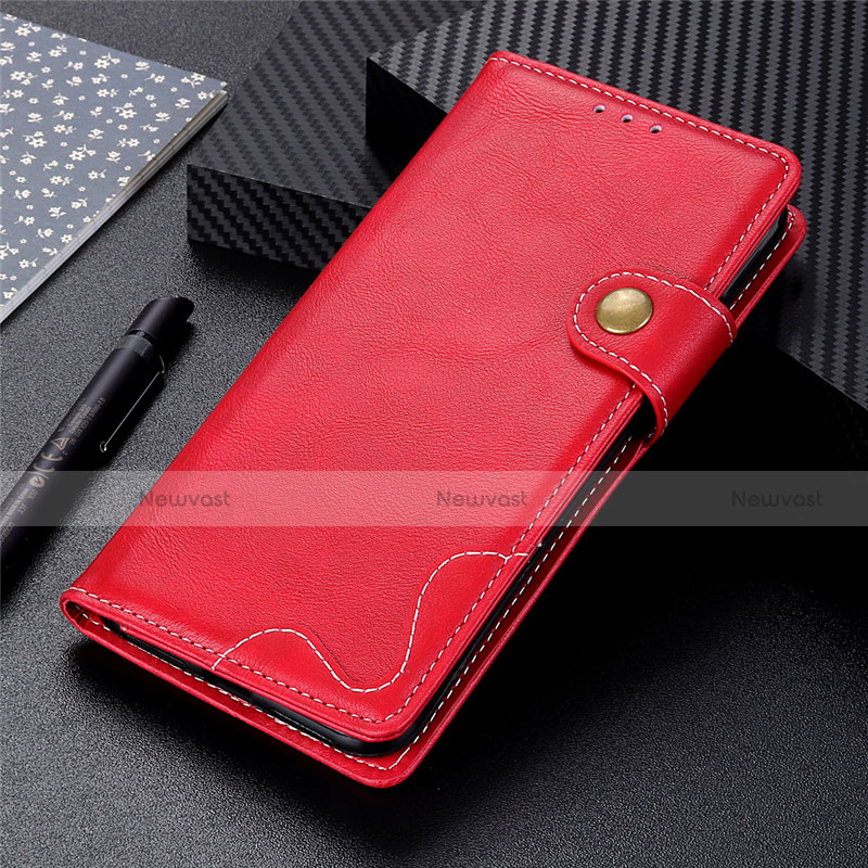 Leather Case Stands Flip Cover Holder for LG K92 5G Red