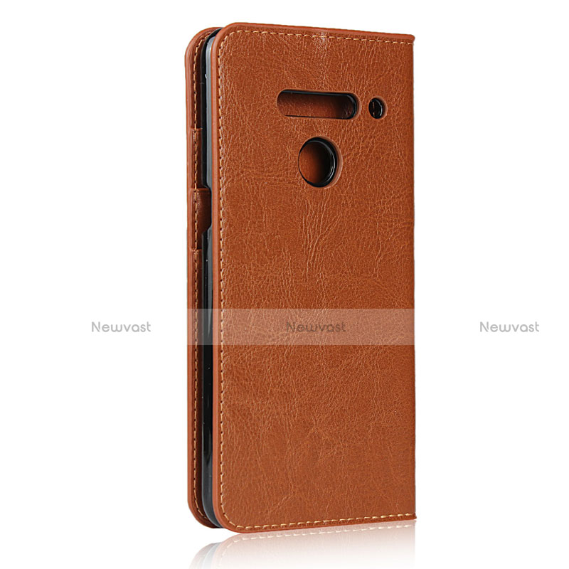 Leather Case Stands Flip Cover Holder for LG V50 ThinQ 5G Orange