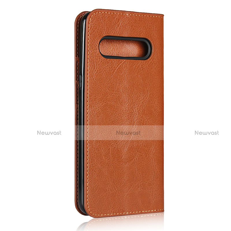 Leather Case Stands Flip Cover Holder for LG V60 ThinQ 5G Orange