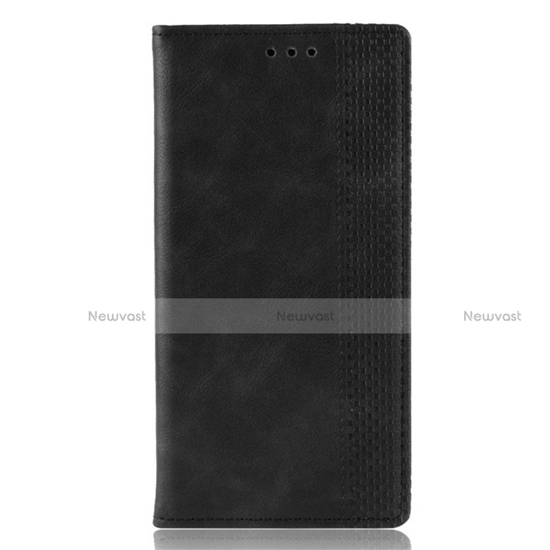 Leather Case Stands Flip Cover Holder for Motorola Moto E6s (2020) Black