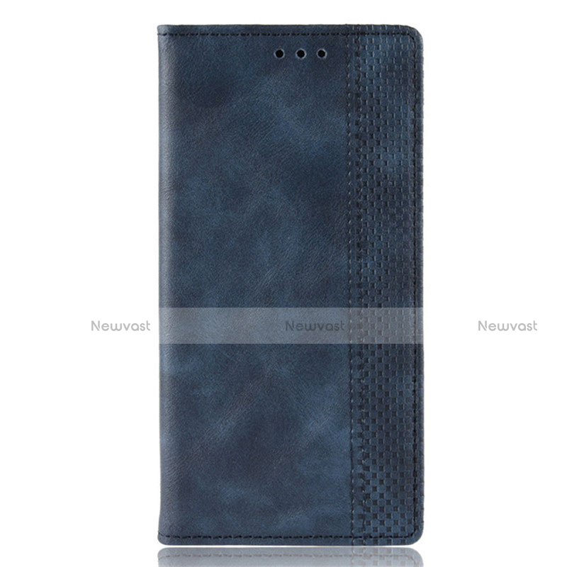 Leather Case Stands Flip Cover Holder for Motorola Moto E6s (2020) Blue