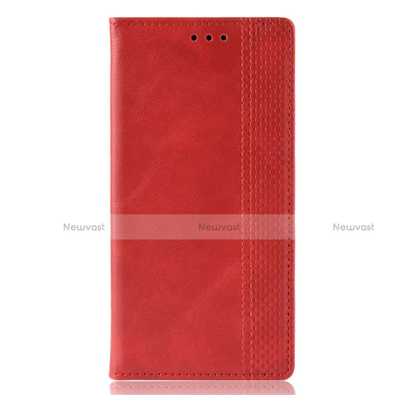 Leather Case Stands Flip Cover Holder for Motorola Moto E6s (2020) Red