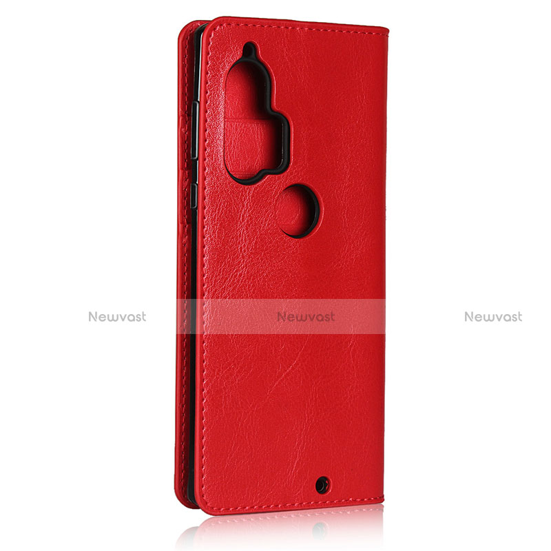 Leather Case Stands Flip Cover Holder for Motorola Moto Edge Plus Red
