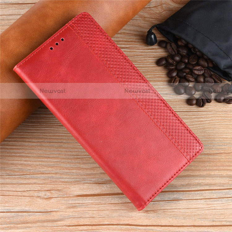 Leather Case Stands Flip Cover Holder for Motorola Moto Edge Red