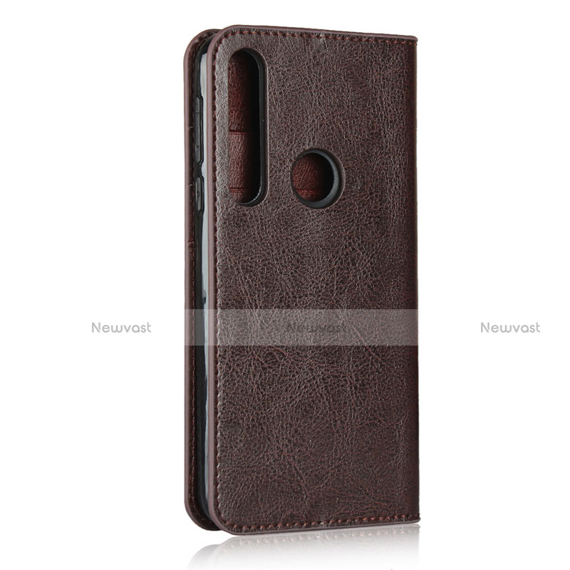 Leather Case Stands Flip Cover Holder for Motorola Moto G8 Play Brown