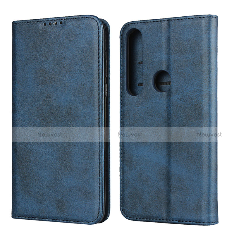 Leather Case Stands Flip Cover Holder for Motorola Moto G8 Plus Blue