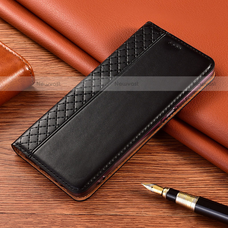 Leather Case Stands Flip Cover Holder for Motorola Moto G9 Black