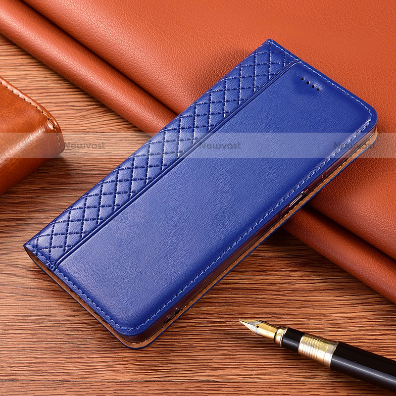 Leather Case Stands Flip Cover Holder for Motorola Moto G9 Blue