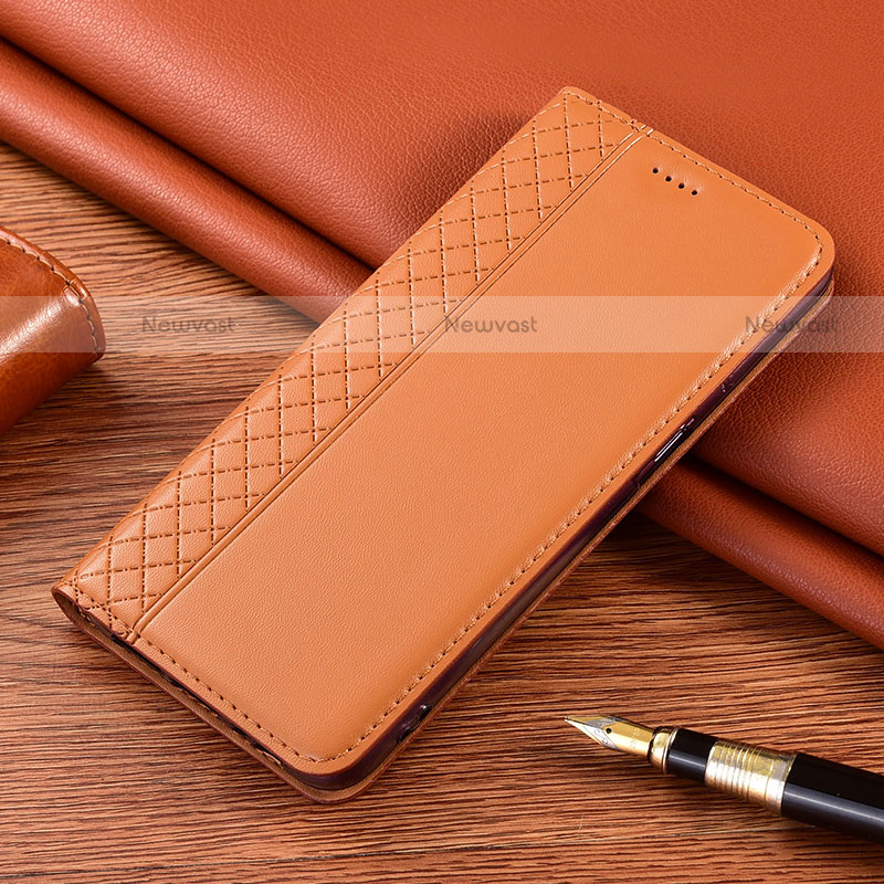 Leather Case Stands Flip Cover Holder for Motorola Moto G9 Play Orange