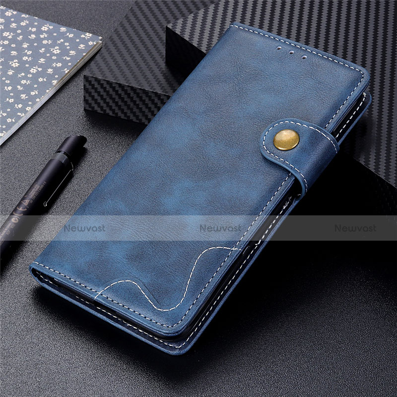 Leather Case Stands Flip Cover Holder for Motorola Moto G9 Plus Blue